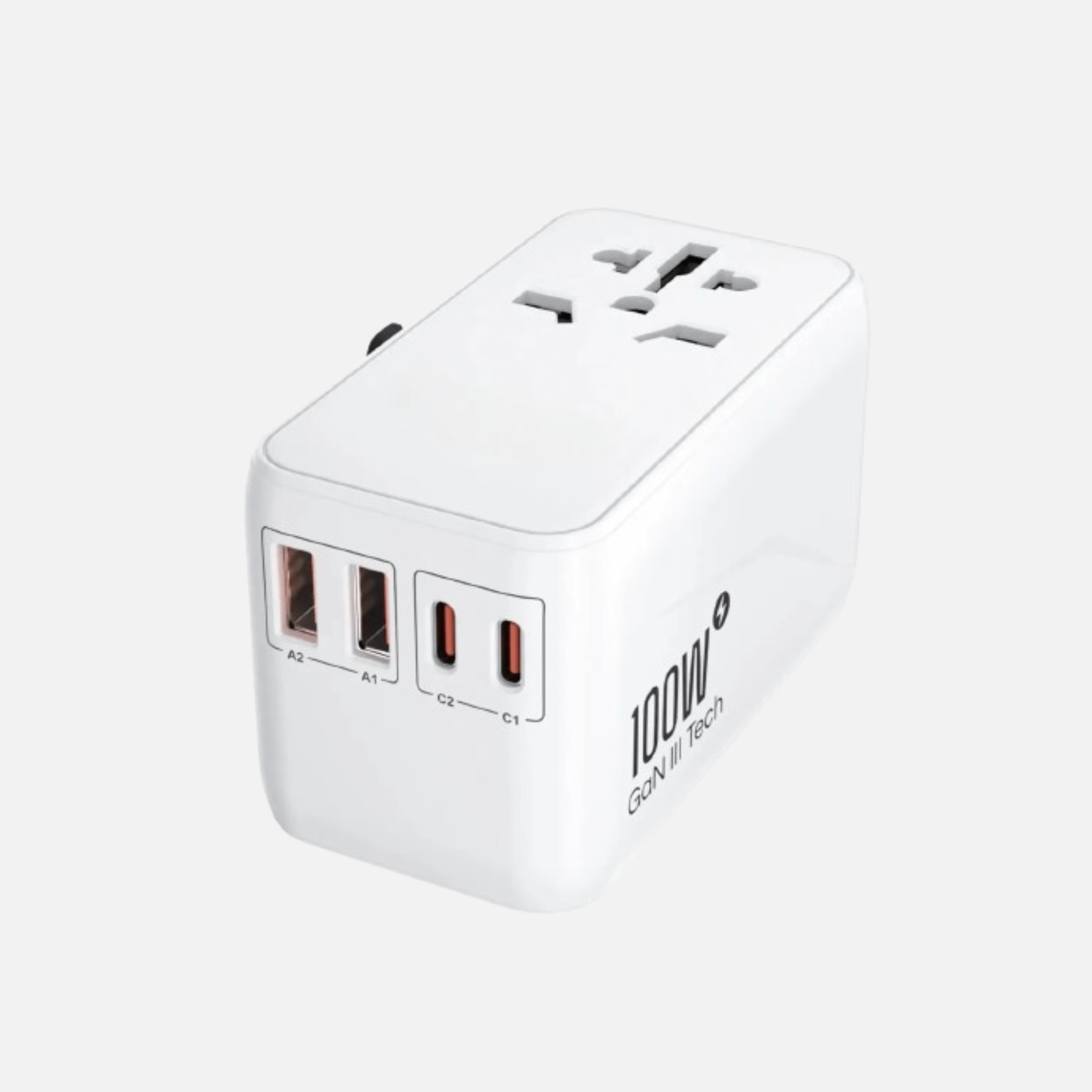 Tekbold Adaptateur de voyage universel GaN3 100W USB et USB Type-C EU/UK/USA/AUS