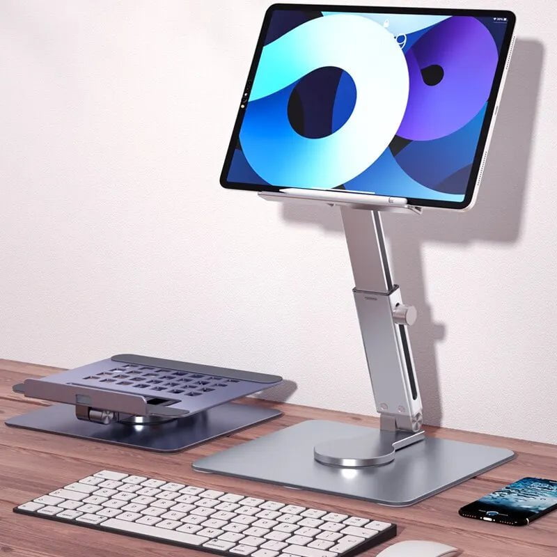 Tekbold Aluminum Tablet Stand 360°Rotating Folding Adjustable Desk Holder Mount Riser for iPad Pro Air 4 Mini 12.9 4-14 Inch Xiaomi Tab