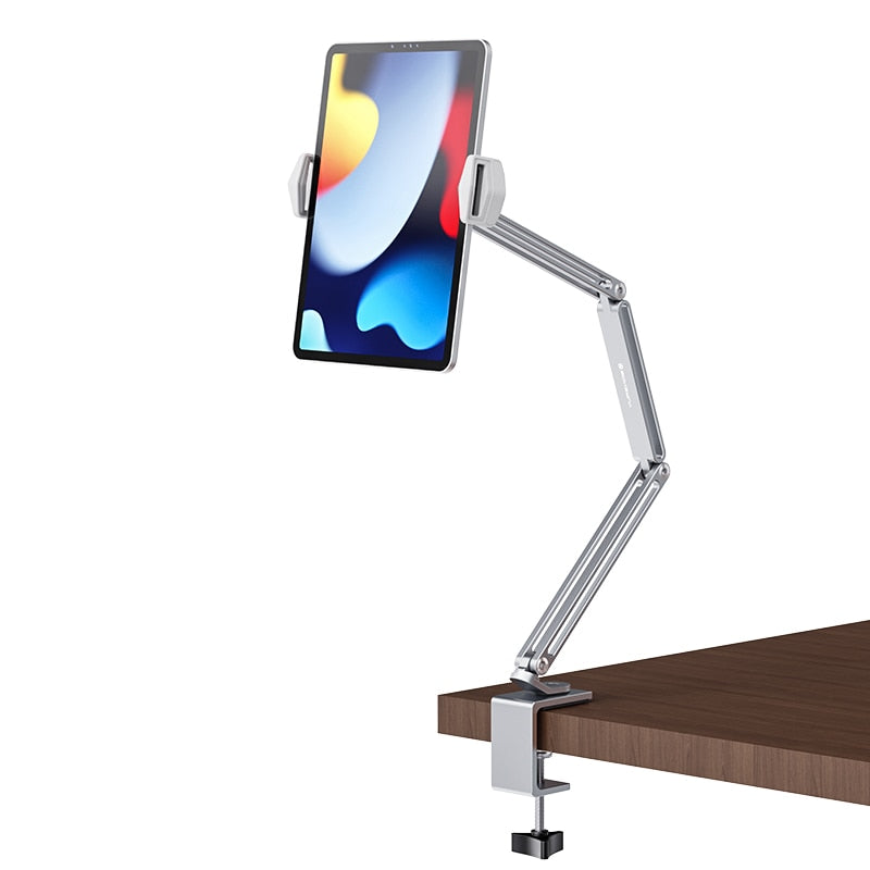Tekbold Silver clip type Artpowers Universal Tablet Holder Flexible Stand for iPad Air Pro Mini Galaxy Tab Xiaomi Lenovo Clip Mount Bed Phone Holder