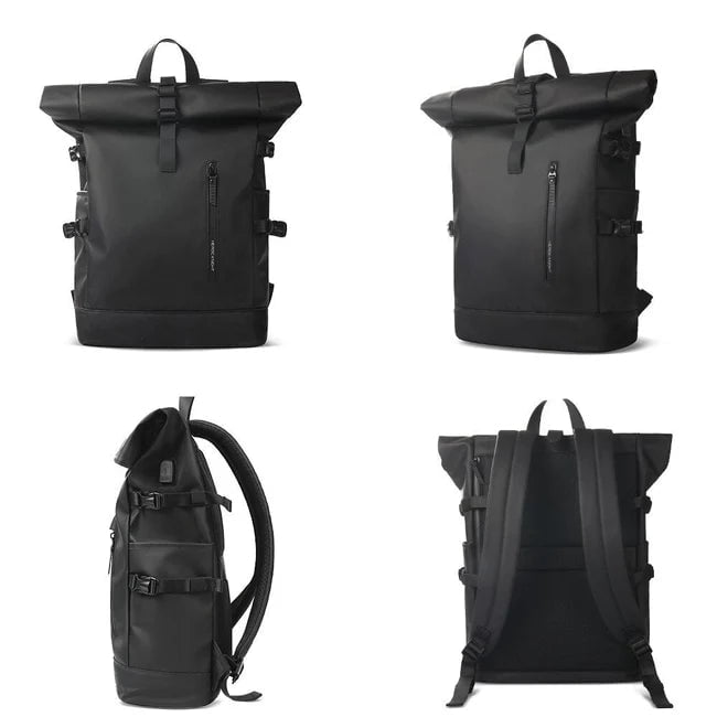 Tekbold Black Heroic Knight Men's Travel Backpack Expandable 15.6 Inch Laptop Bag with USB Port Waterproof Rollup Backpack Leisure Mochilas