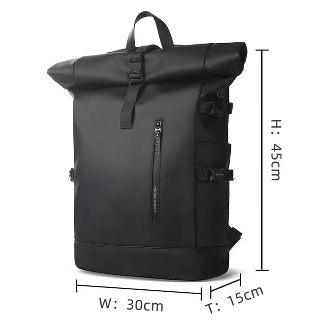 Tekbold Black Heroic Knight Men's Travel Backpack Expandable 15.6 Inch Laptop Bag with USB Port Waterproof Rollup Backpack Leisure Mochilas