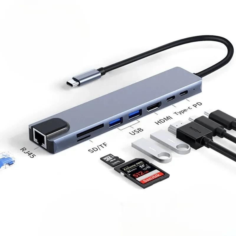 Tekbold Gris HubTek - Hub adaptateur HDMI 4K USB type-C