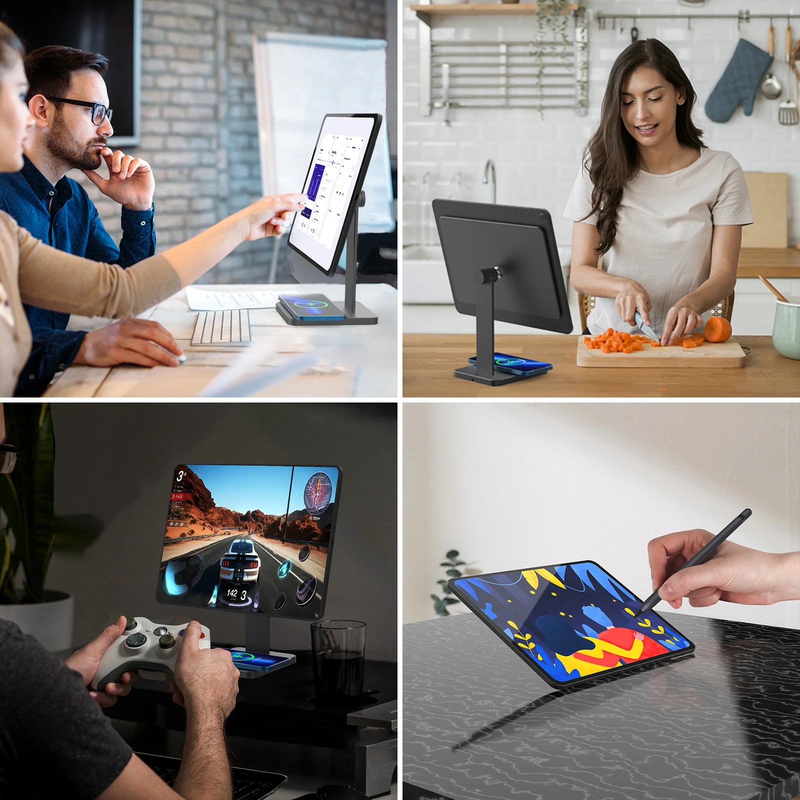 Tekbold KUXIU Magnetic Stand For iPad Pro 11"1st/2nd/3rd, iPad Air 4/5 with Fast Wireless Charging Base Adjustable Rotation Tablet Hold