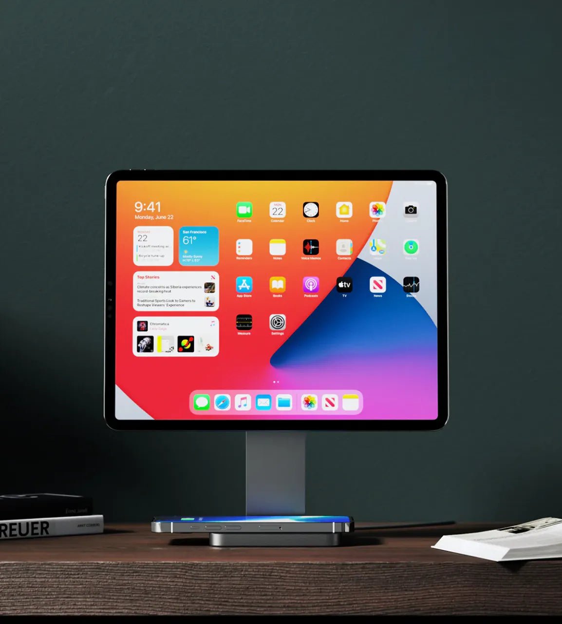 Tekbold KUXIU Magnetic Stand For iPad Pro 11"1st/2nd/3rd, iPad Air 4/5 with Fast Wireless Charging Base Adjustable Rotation Tablet Hold