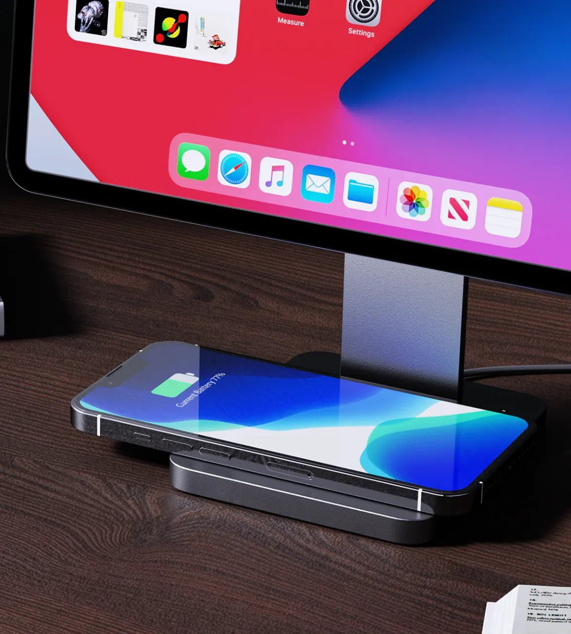 Tekbold KUXIU Magnetic Stand For iPad Pro 11"1st/2nd/3rd, iPad Air 4/5 with Fast Wireless Charging Base Adjustable Rotation Tablet Hold