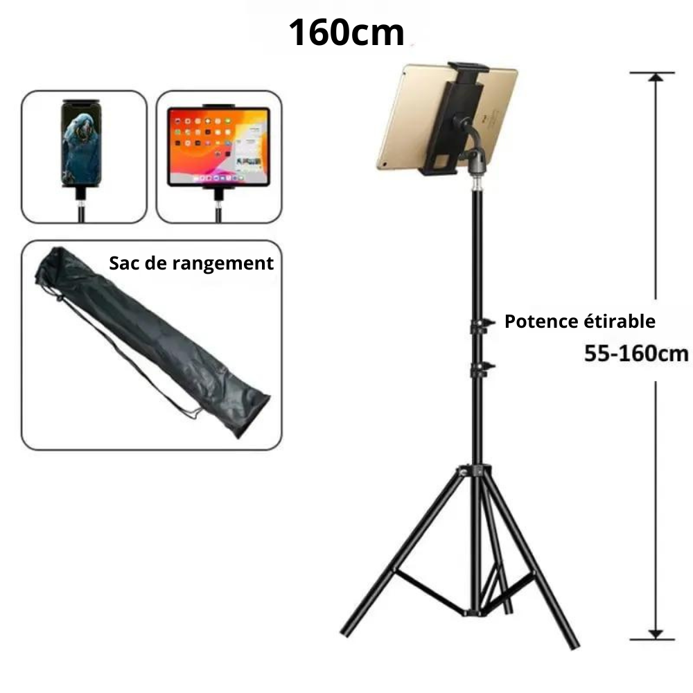 Tekbold 55cm à 160cm TailTripod - Support Trépied réglable pour Ipad Pro