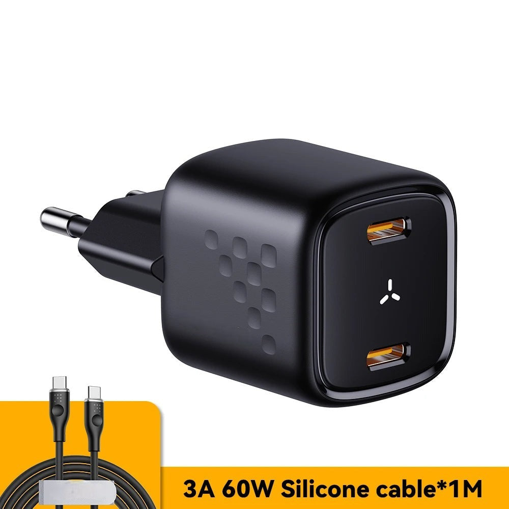 Tekbold Chargeur 30W Noir avec Câble USB C 1M 60 W en Sillicone VOLTME GaN 30W Fast USB Charger PD Fast Charging For iPhone 15 14 USB Type C Fast Charger Quick Charge For iPad Pro Samsung S21