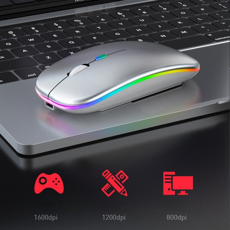 Tekbold Mik-Mouse - Souris sans fil ultra fine à Led multicouleur pour Mac