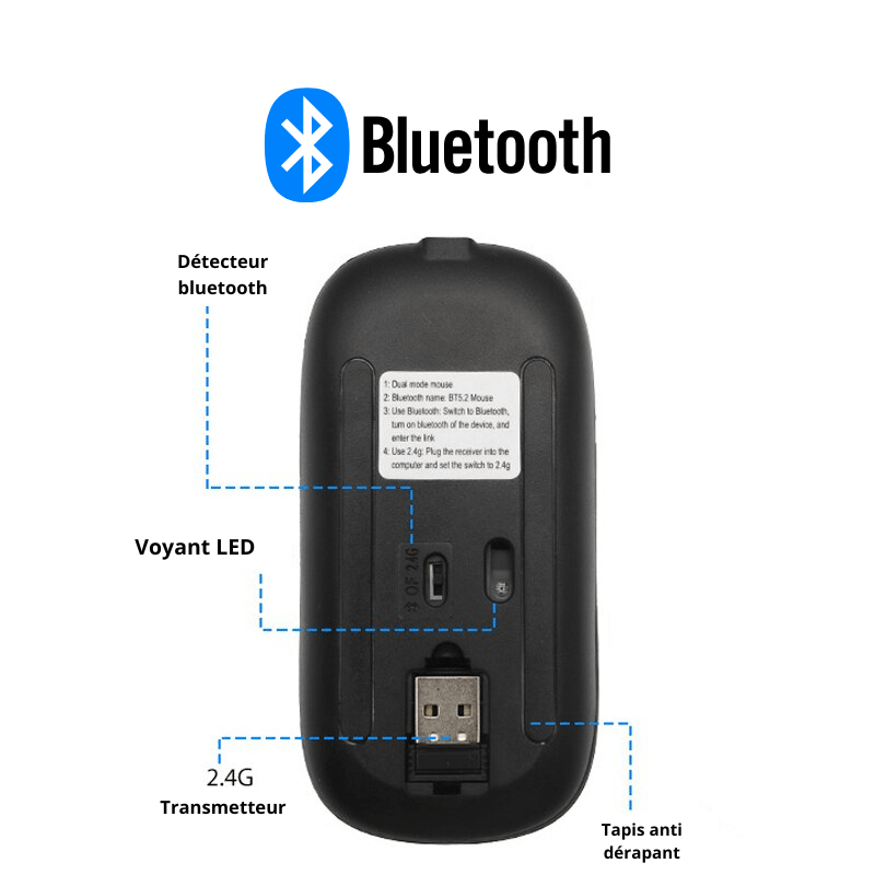 Tekbold MikMouse - Souris sans fil ultra fine à Led multicouleur pour Mac