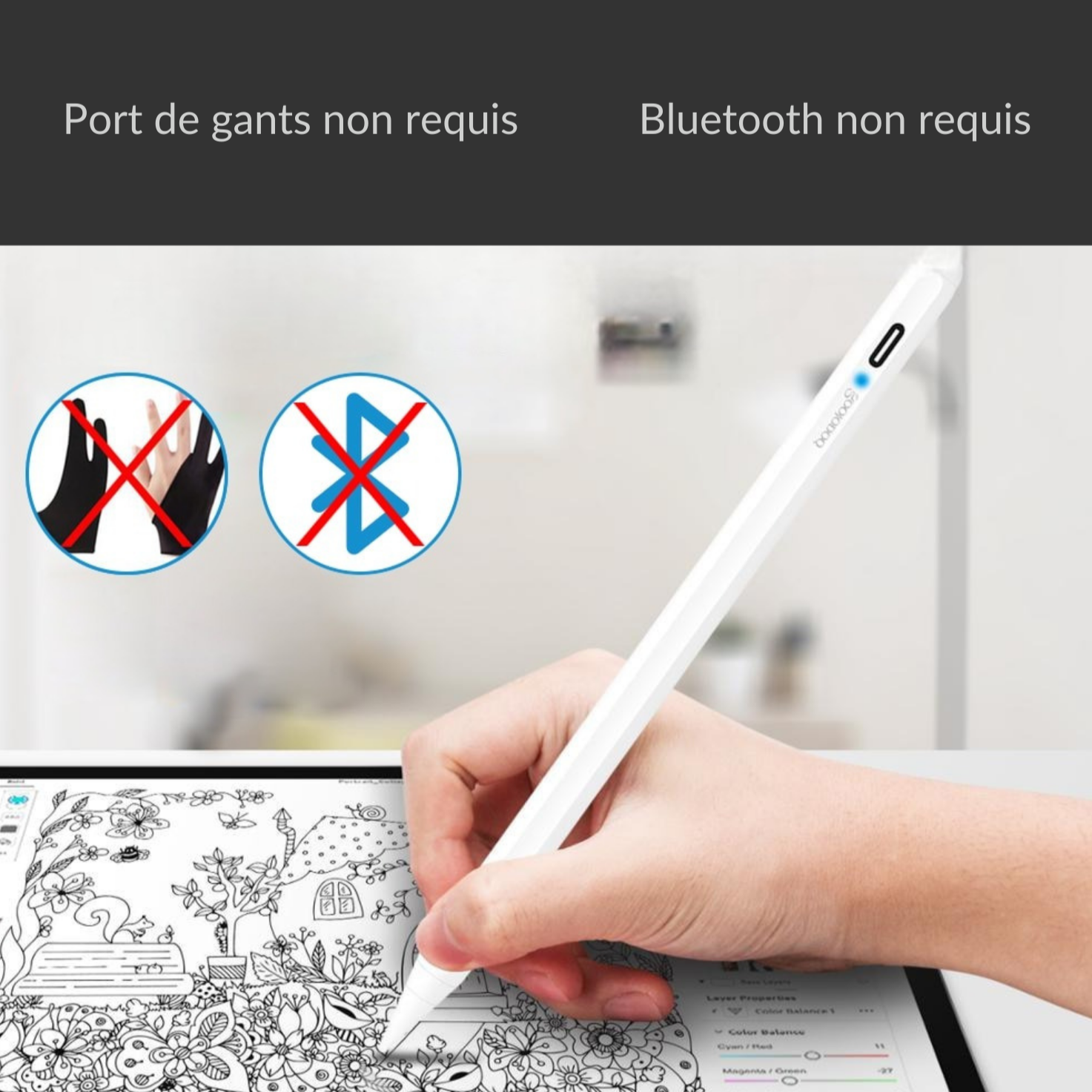 Tekbold Blanc Sniper Pen - Stylet ergonomique pour iPad